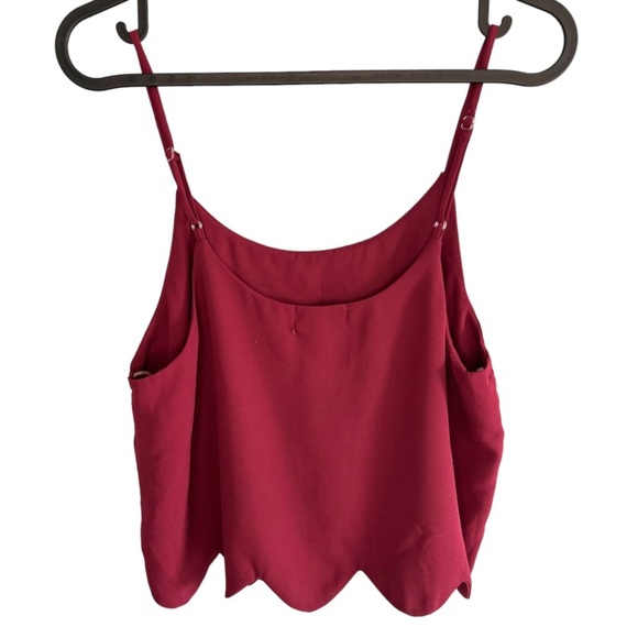 L.A. Hearts scalloped hem crop tank top - maroon size S - Picture 2 of 4